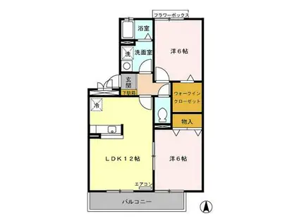 サンビレッジ高崎B(2LDK/2階)の間取り写真