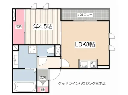 APRICO(1LDK/1階)の間取り写真