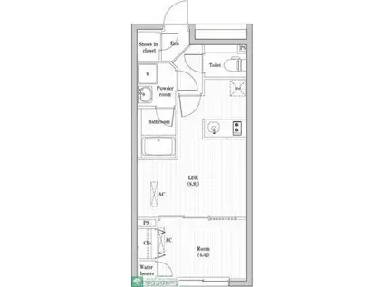 コンポジット渋谷本町(1LDK/4階)の間取り写真