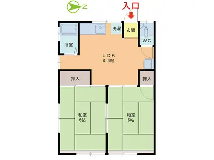 野阪アパート(2LDK/1階)の間取り写真