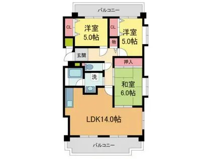 ジュエルコート甲子園口(3LDK/3階)の間取り写真