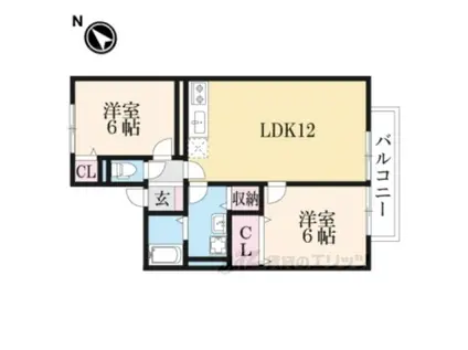 リヴェール吉条2(2LDK/2階)の間取り写真