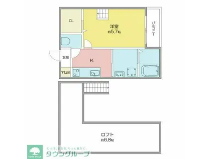 SUNLITGARDEN(1K/1階)の間取り写真