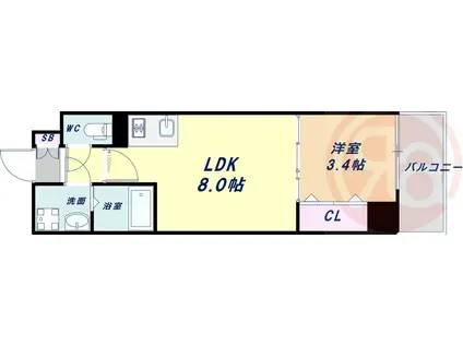 MAXIV大阪山坂(1LDK/9階)の間取り写真