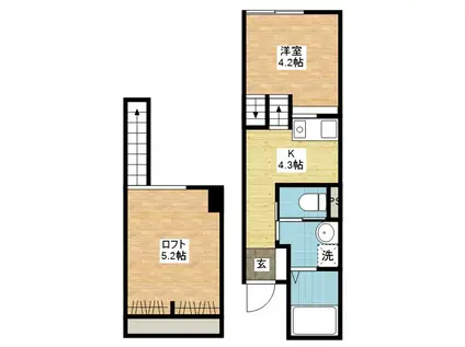 SIGNPOST界II(1SK/2階)の間取り写真