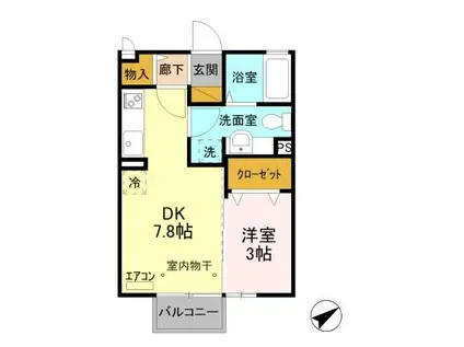 AMM プランドール(1DK/2階)の間取り写真