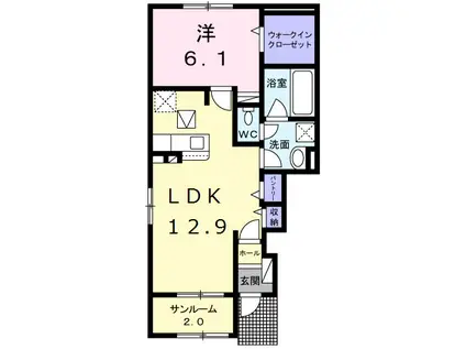 アデニウム錦水(1LDK/1階)の間取り写真