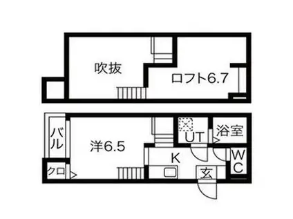 LUNA FORZA新守西(1K/2階)の間取り写真