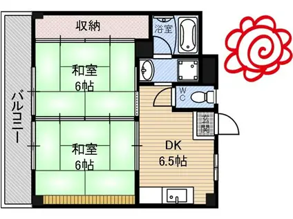 汎愛ハイツ(2DK/4階)の間取り写真
