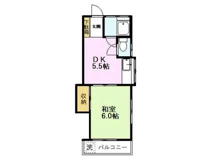 コーポむとう(1DK/2階)の間取り写真