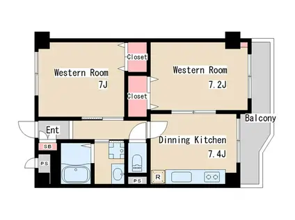 シャトー・ド・マリン須磨(2DK/2階)の間取り写真