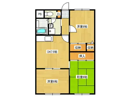 市川マンション(3DK/2階)の間取り写真