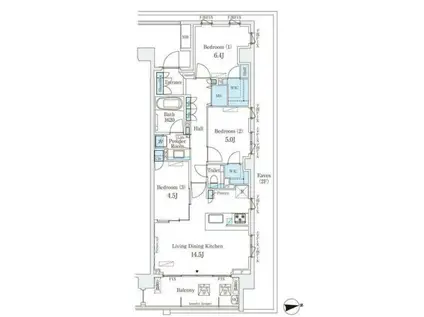 ライトテラス世田谷砧(3LDK/3階)の間取り写真
