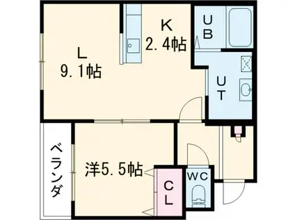 BELLISTO(1LDK/3階)の間取り写真