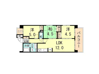 ワコーレヴィータ森北町(3LDK/1階)の間取り写真