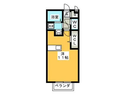 ソレイユI(ワンルーム/2階)の間取り写真