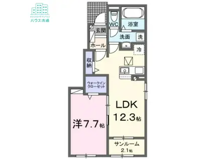 エイティエイト富の原II(1LDK/1階)の間取り写真