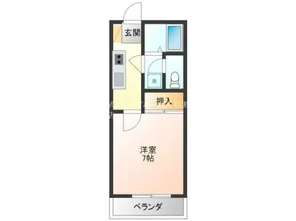 フジハイム(1K/1階)の間取り写真