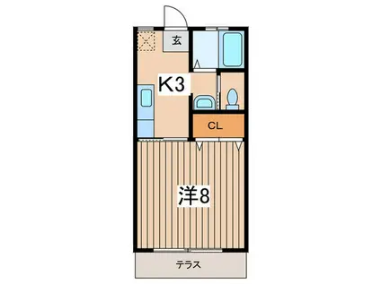 ハッピータチバナ(1K/1階)の間取り写真