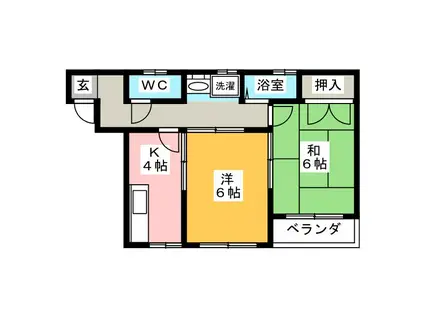 コーポ堀江(2K/2階)の間取り写真