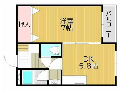 ESPACE東古松(1DK/3階)の間取り写真