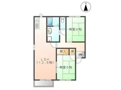 ハイツサトウ弐番館(2LDK/1階)の間取り写真