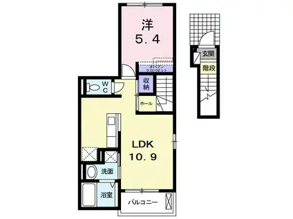 エスポワール II(1LDK/2階)の間取り写真