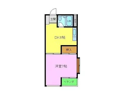 ニューハイツ松川(1DK/2階)の間取り写真