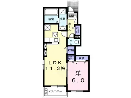 PLATA I(1LDK/1階)の間取り写真