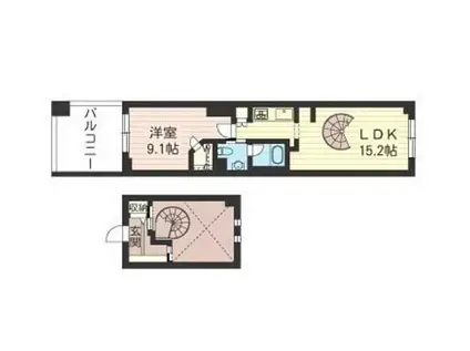 レジデンスシャルマン月島A棟(1LDK/7階)の間取り写真