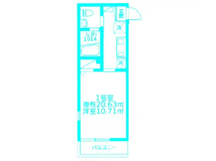 モンステラ渡田(1K/2階)の間取り写真