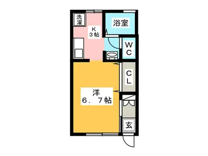 フミエール(ワンルーム/1階)の間取り写真