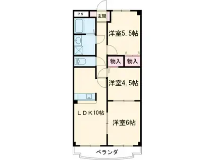 ハッピー2000稲場(3LDK/3階)の間取り写真