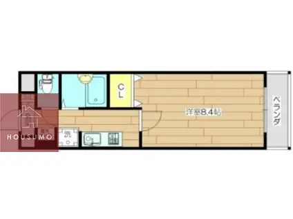 フロンツォーネ(1K/4階)の間取り写真