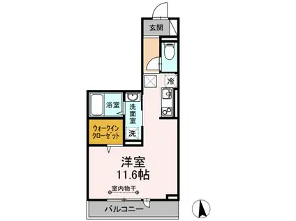 プランドールヒルズ(ワンルーム/1階)の間取り写真