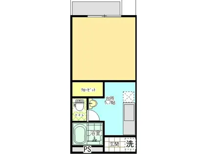 サニーサイド(1K/2階)の間取り写真