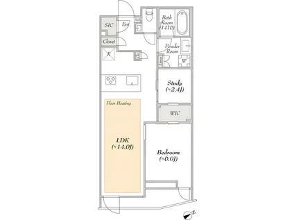 ルミークスイート恵比寿(1SLDK/3階)の間取り写真