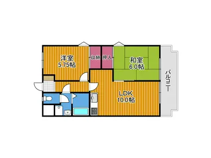 リビオ金剛(2LDK/2階)の間取り写真