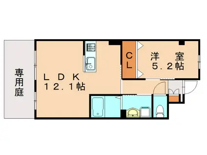 前原北2丁目(1LDK/1階)の間取り写真