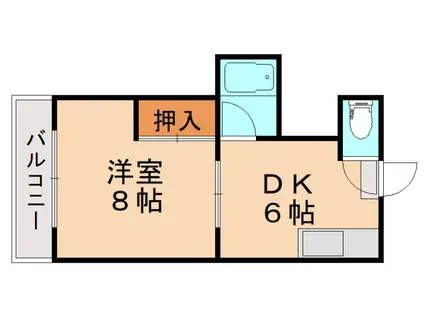 アリエス立岩(1DK/4階)の間取り写真