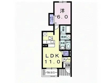 ラ・プリマヴェーラ(1LDK/1階)の間取り写真