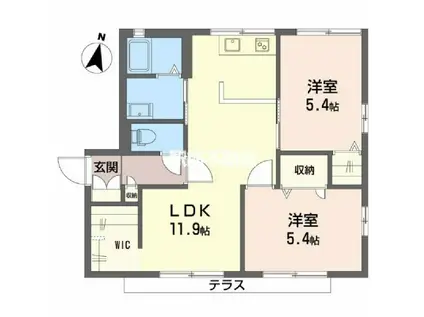 パークサイド高取D(2LDK/1階)の間取り写真