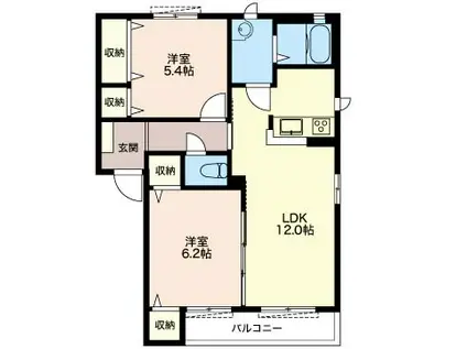 グレースコート B(2LDK/1階)の間取り写真