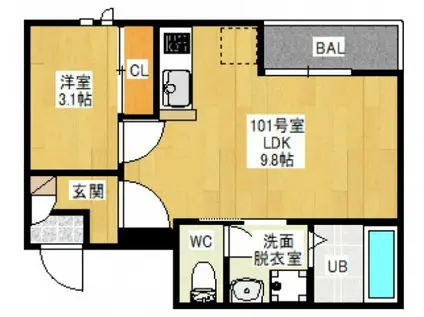 GRANTIC ETERNALLY(1LDK/1階)の間取り写真