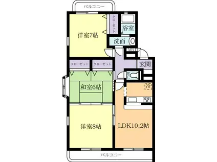 グレイスコートV(3LDK/2階)の間取り写真