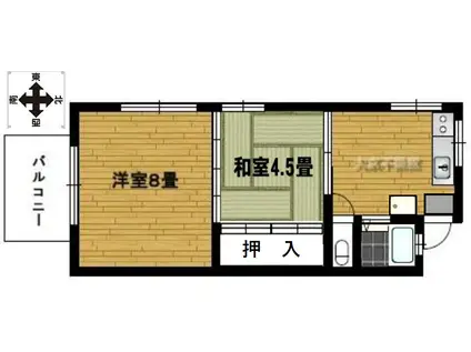 宮本荘(2DK/1階)の間取り写真