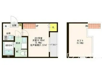 グランドエル福大前(1K/2階)の間取り写真