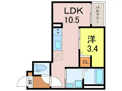 JACK KAMISHIGEHARAII(1LDK/1階)の間取り写真