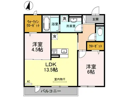おばつじアイービーコート(2LDK/2階)の間取り写真