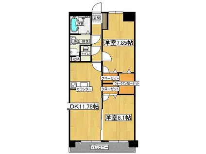 アムールビオス(2LDK/3階)の間取り写真